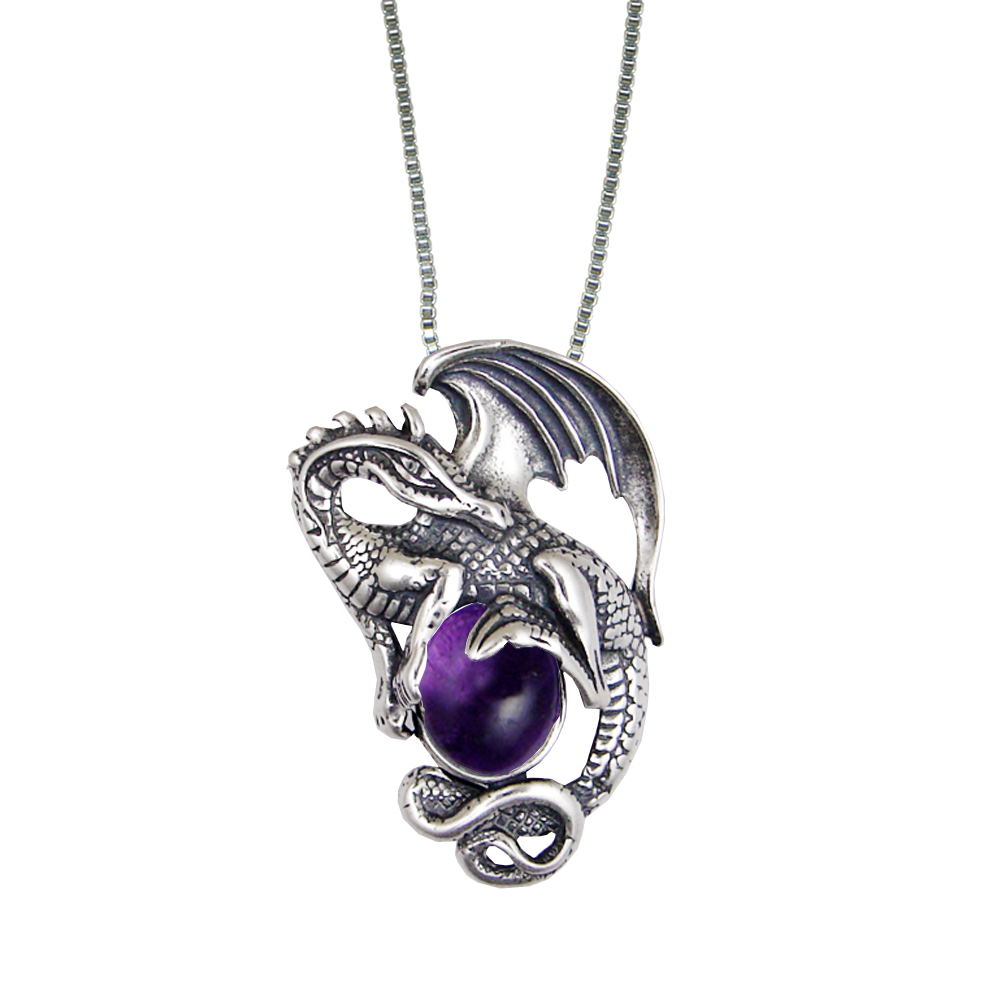 Sterling Silver Dragon Queen Pendant With Amethyst